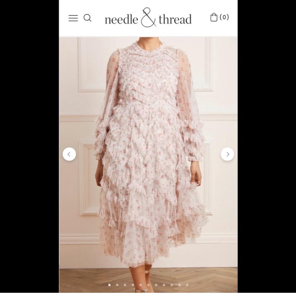 Needle &Thread  BIJOU ROSE LONG SLEEVE BALLERINA DRESS